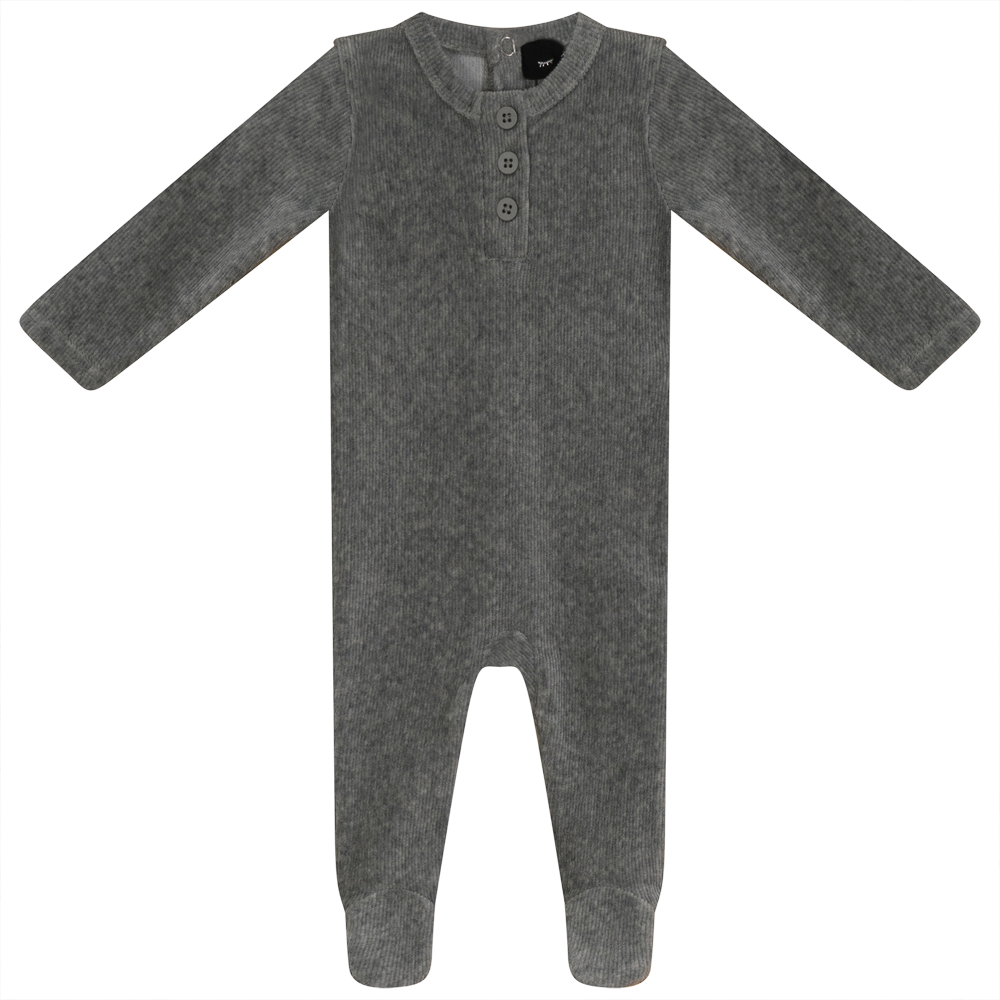 Mini Velour Rib Onesie Medium Grey Mix