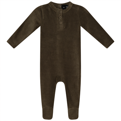Mini Velour Rib Onesie Walnut
