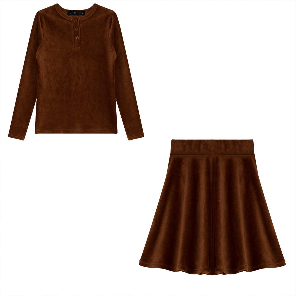 Mini Velour Rib 2 PC Set Apple Butter