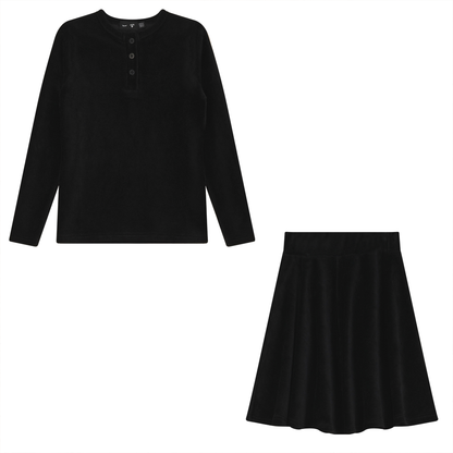 Mini Velour Rib 2 PC Set Black
