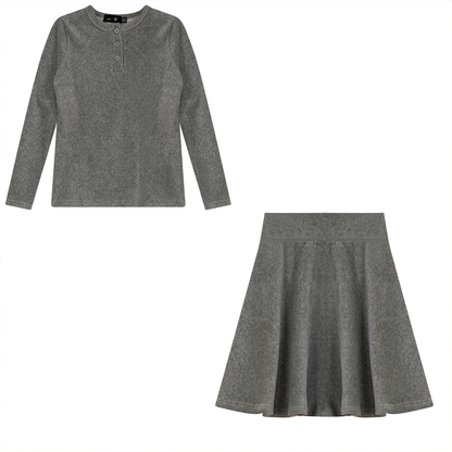 Mini Velour Rib 2 PC Set Medium Grey Mix