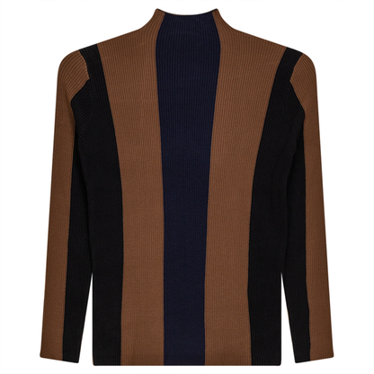 Color Blocked Ribbed Sweater knit Black Coffee