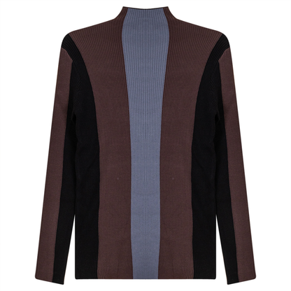 Color Blocked Ribbed Sweater knit Black Taupe