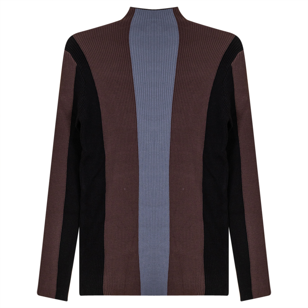 Color Blocked Ribbed Sweater knit Black Taupe