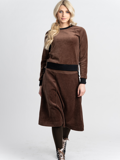 Cotton Velour Raglan Sleeve Zipper Top