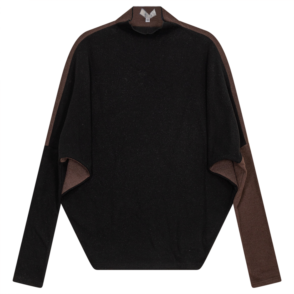 Dolman 2 Tone Mock Neck Top Black Chocolate