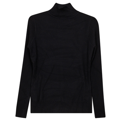 Cross Ribbed Mock Neck Sweater Black