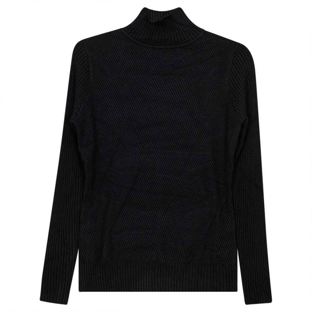Cross Ribbed Mock Neck Sweater
