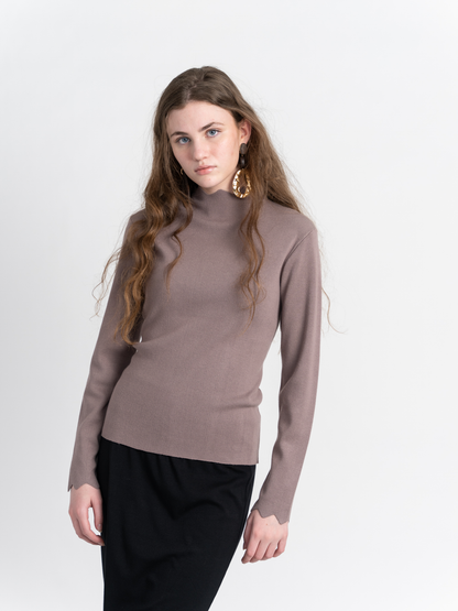 Wave Bottleneck Knit Sweater