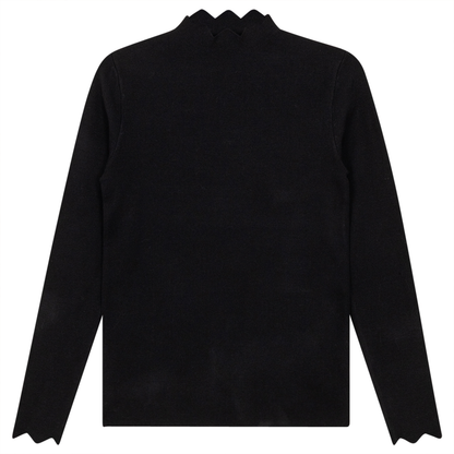 Wave Bottleneck Knit Sweater Black