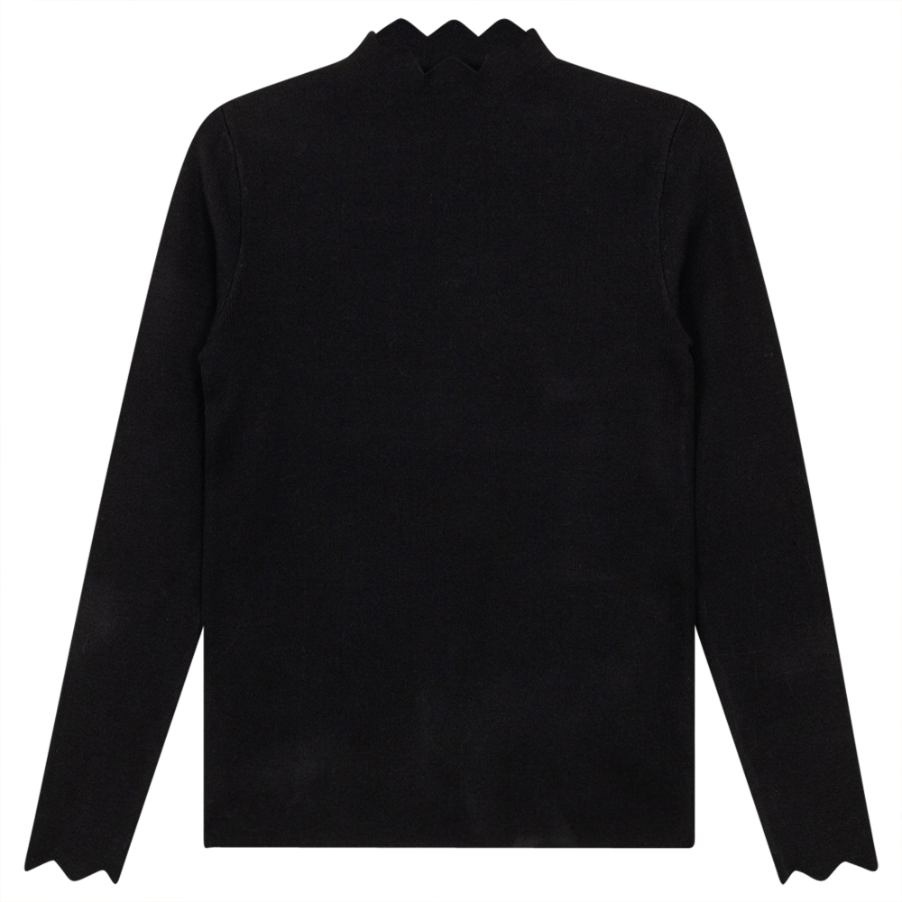 Wave Bottleneck Knit Sweater Black