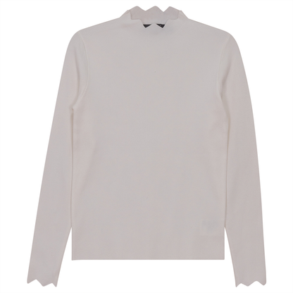 Wave Bottleneck Knit Sweater Off White