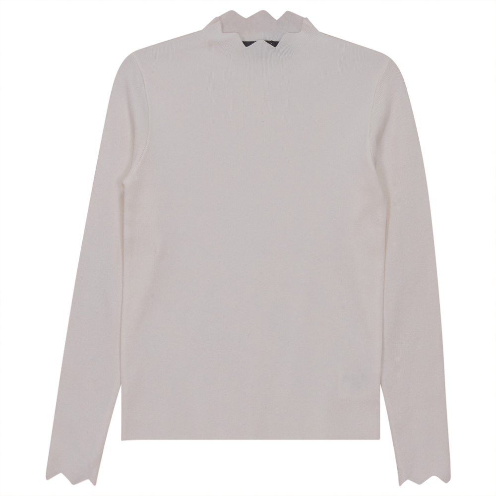 Wave Bottleneck Knit Sweater Off White
