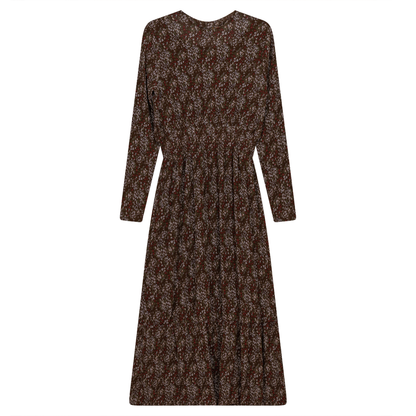 Pleated Chiffon Floral Midi Dress Charcoal Port