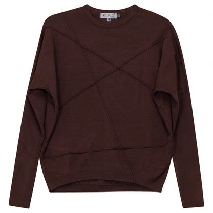 Ribbed Dolman Knit Top With Pinched Seams Coffee