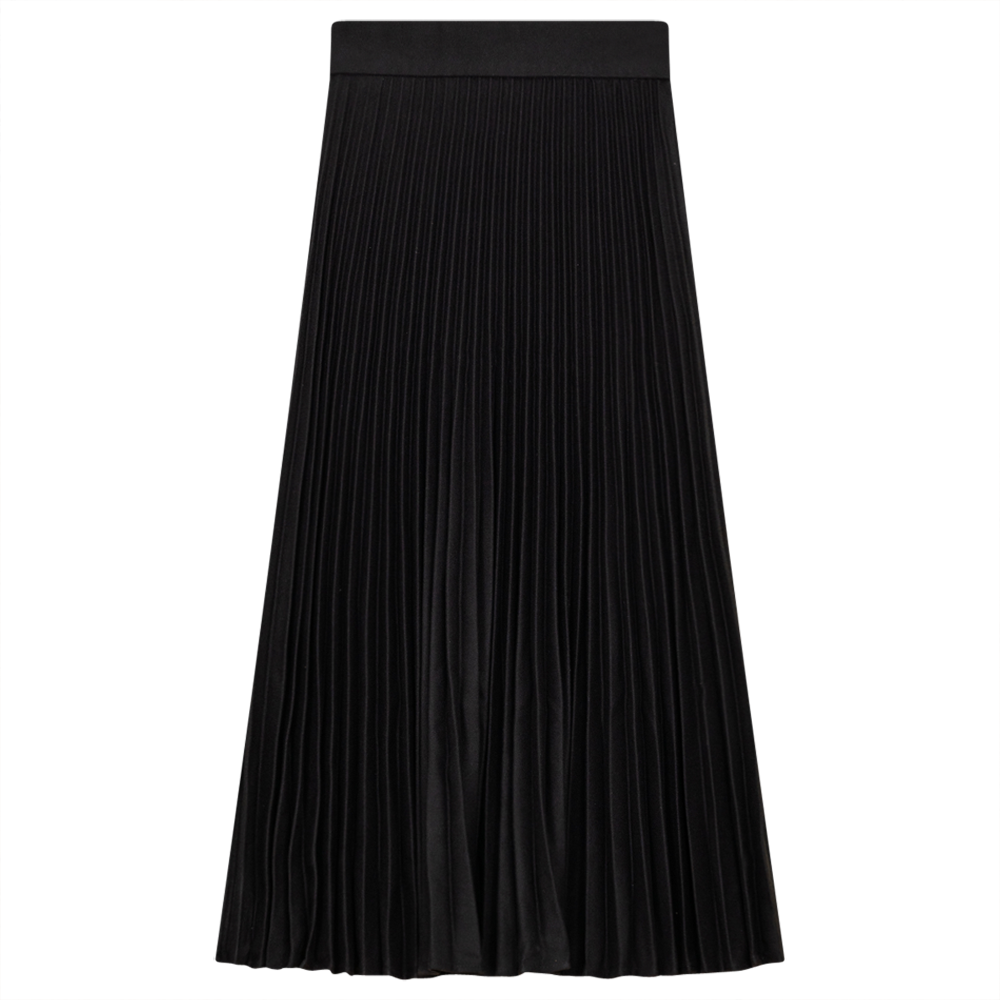 Wooly Accordian Pleated Skirt Black