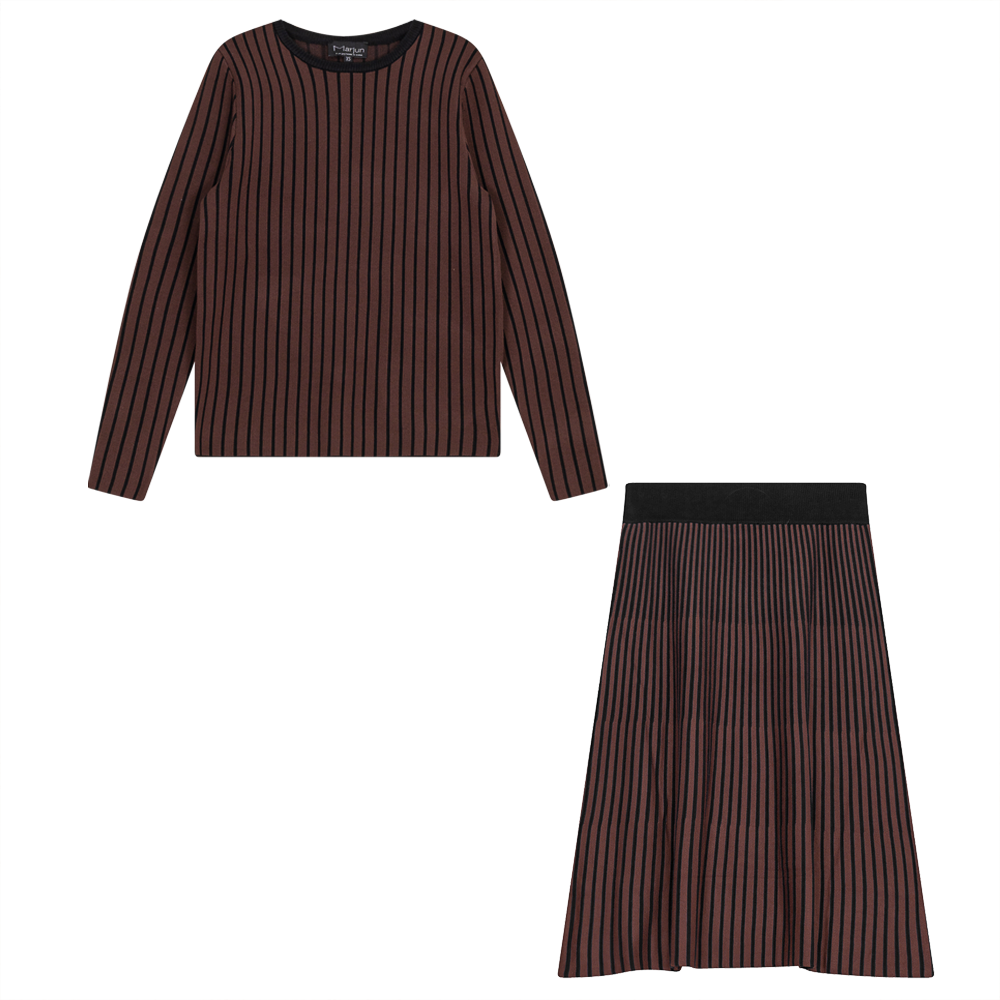Ribbed Knit 2 PC Midi Set Black Coffee