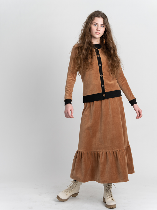 Velour Round Neck Cardigan