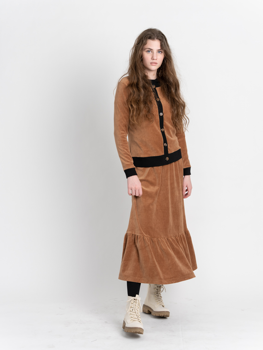 Velour Round Neck Cardigan