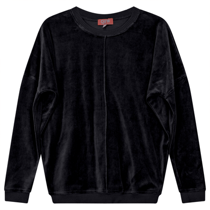 Velour Balloon Sweatshirt Black