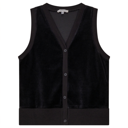 Velour Vest Cardigan Black
