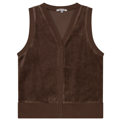 Velour Vest Cardigan Coffee