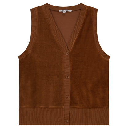 Velour Vest Cardigan Cognac