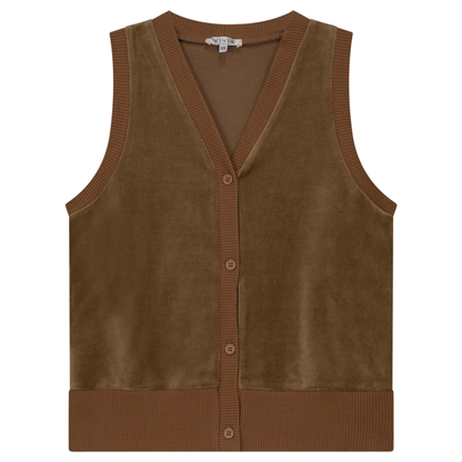 Velour Vest Cardigan Taupe