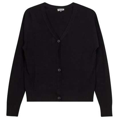 Drop Shoulder Cropped Knit Cardigan Black