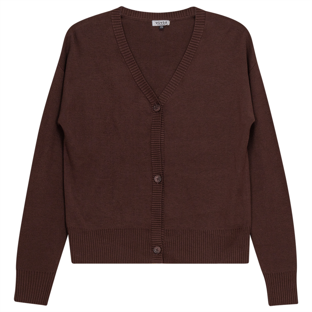 Drop Shoulder Cropped Knit Cardigan Coffee