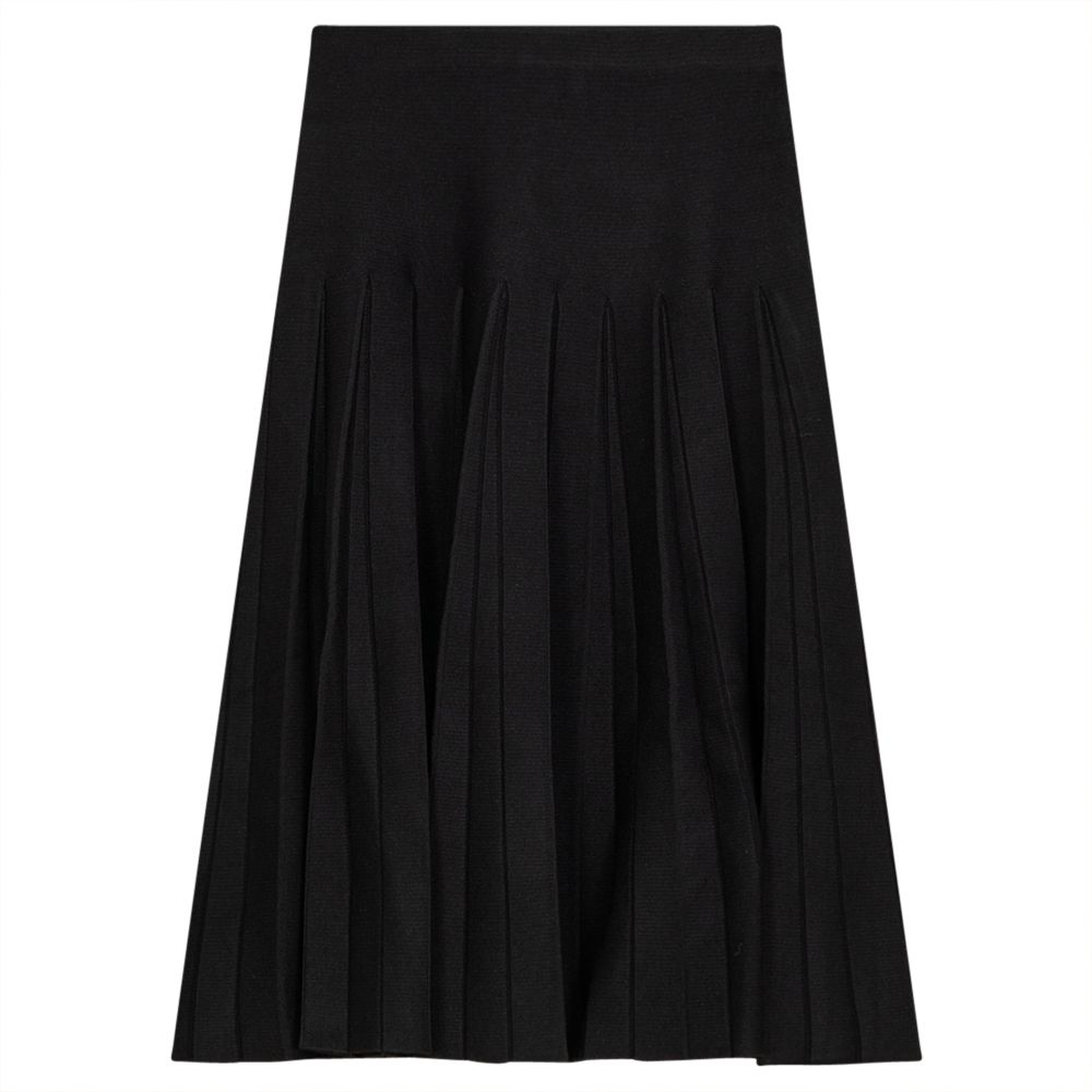 Knit Pleated Skirt Black
