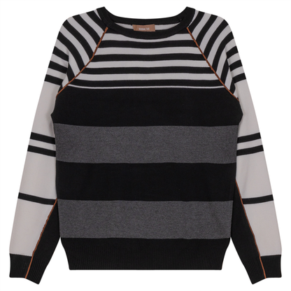 Striped Knit Sweater Black Charcoal