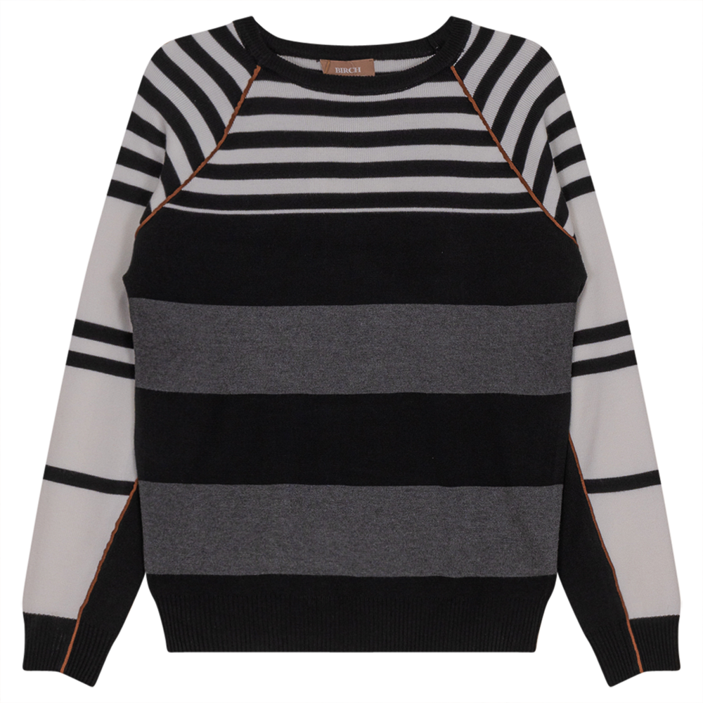 Striped Knit Sweater Black Charcoal