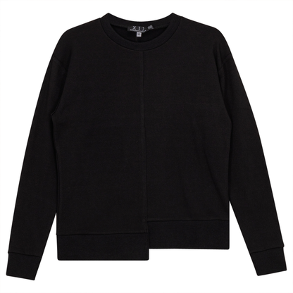 Asymmetrical Raw Edge Sweater Shirt Black