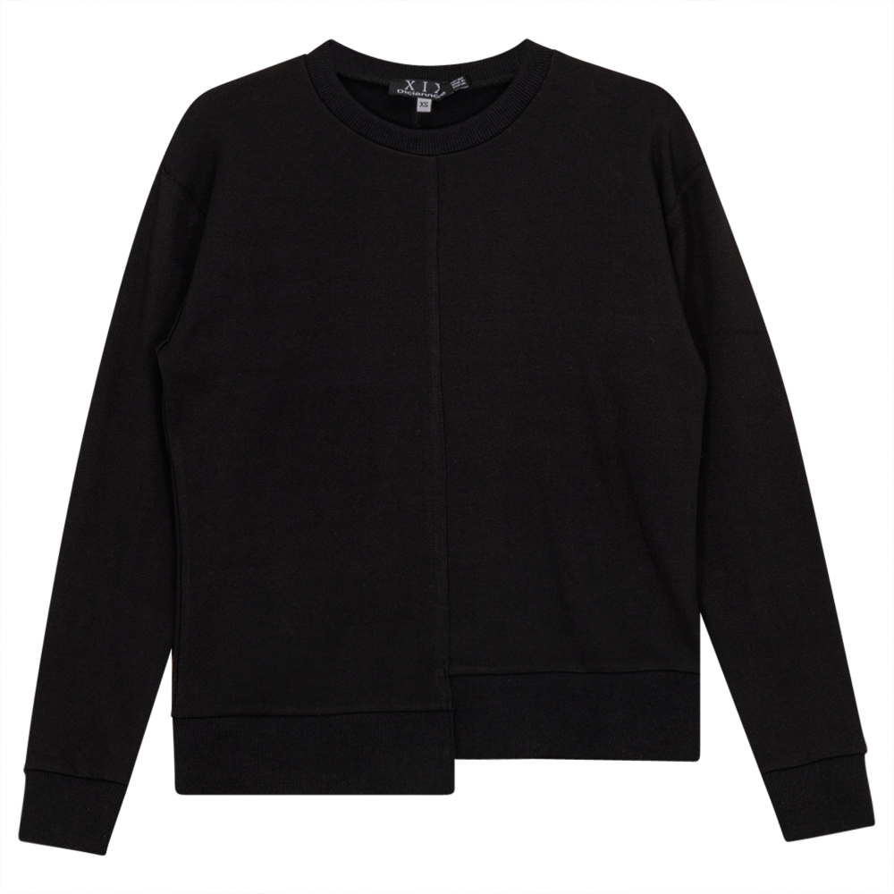Asymmetrical Raw Edge Sweater Shirt Black
