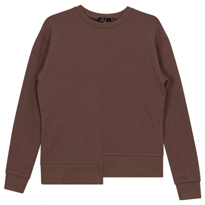 Asymmetrical Raw Edge Sweater Shirt Mocha