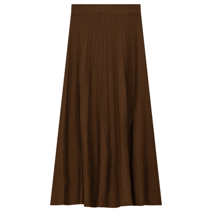 Midi Pleated Knit Skirt Cinnamon