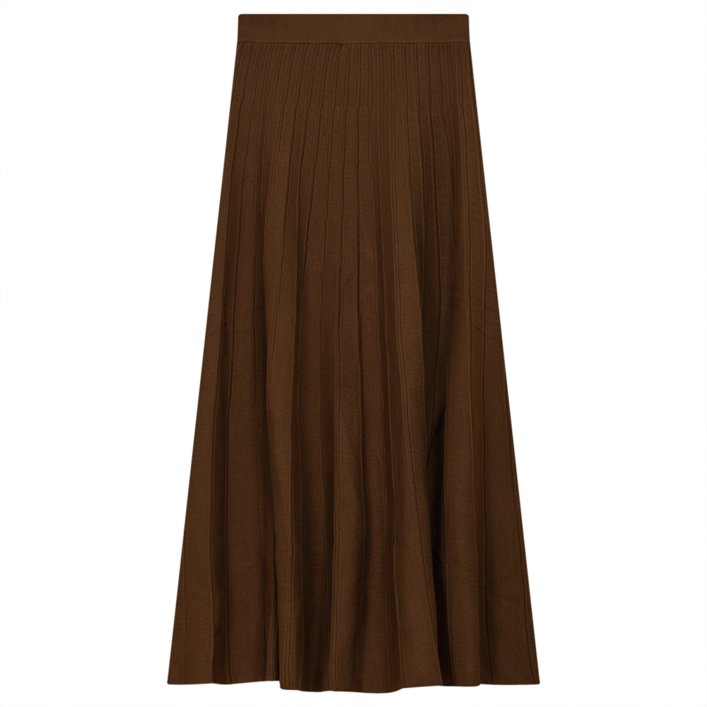 Midi Pleated Knit Skirt Cinnamon