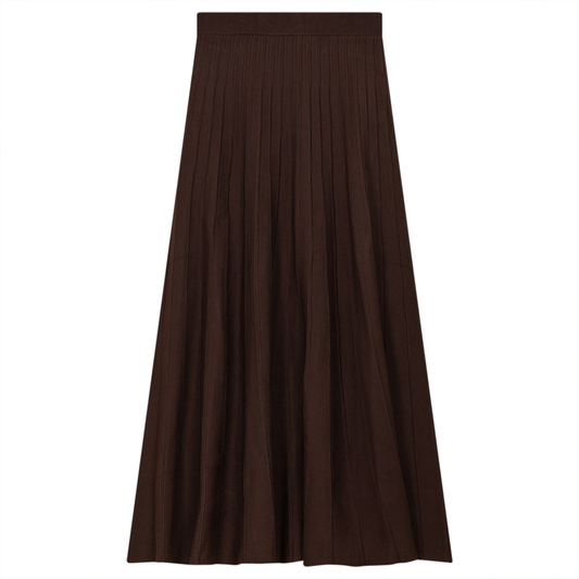 Midi Pleated Knit Skirt Coffee