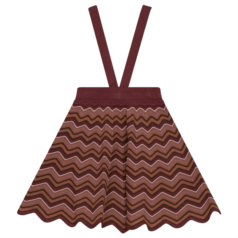 Zig Zag Skirt Skirt With Straps Burgundy Multi
