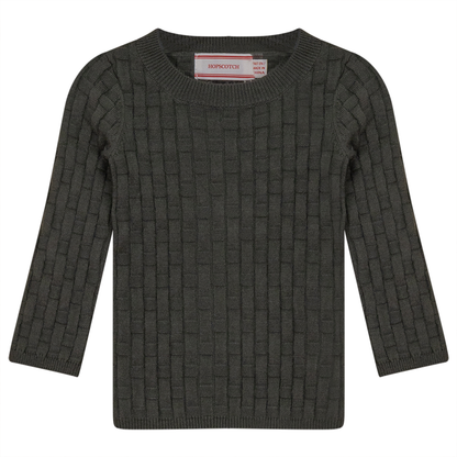 Knit Textured Top Dark Olive