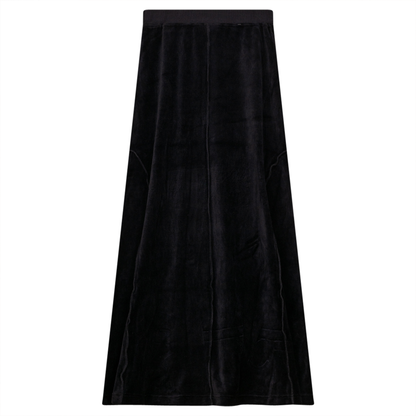 Long Cotton Velour Skirt With Side Cuts Black
