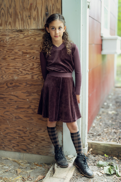 Combo Rib And Cotton Velour Top