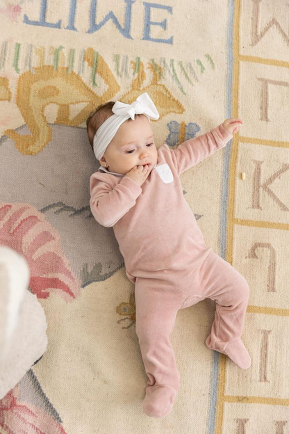 Embroidered "Petit Coeur" Velour Onesie