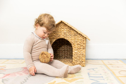 Embroidered "Petit Coeur" Velour Onesie