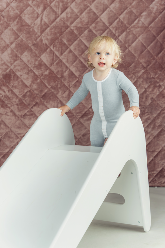 White And Gold Stars Print Velour Onesie