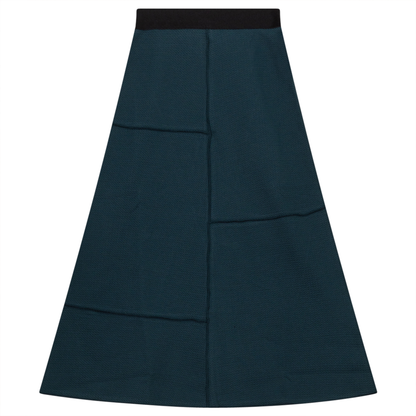 Asymmetric Cut Waffle Long Skirt Pine