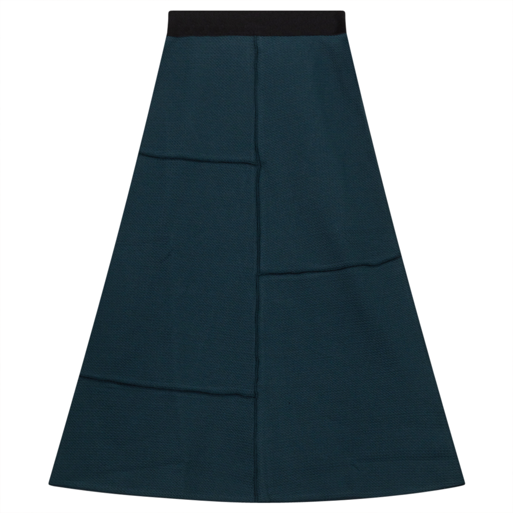 Asymmetric Cut Waffle Long Skirt Pine