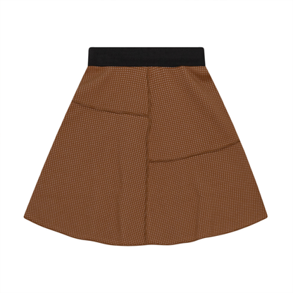 Asymmetric Cut Waffle Short Skirt Cognac
