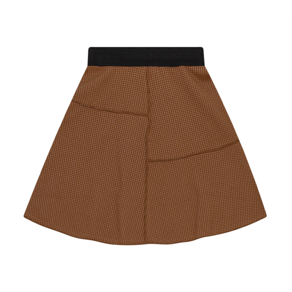 Asymmetric Cut Waffle Short Skirt Cognac